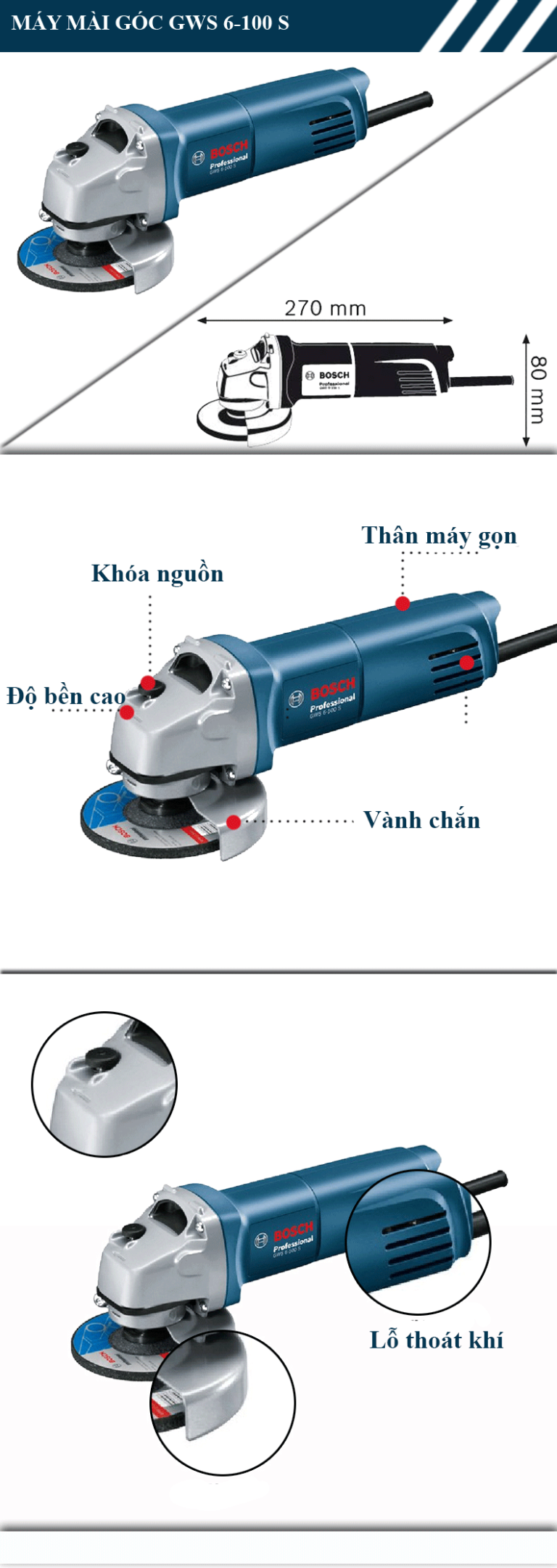 Máy mài góc Bosch GWS 6-100S 2 Máy mài góc Bosch GWS 6-100S